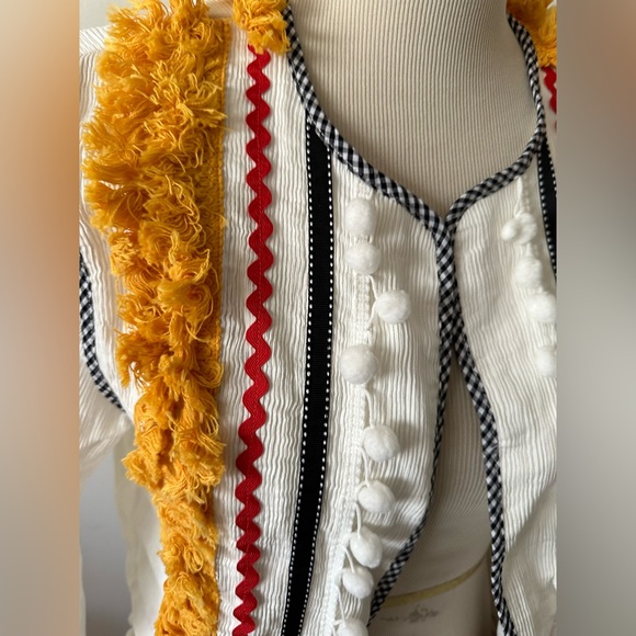 NWT English factory Bohemian festival Tassel & Pom Pom Trim Open Front Jacket - Picture 4 of 12